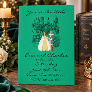 Cartes d'invitation de mariage vertes Fantasy médi