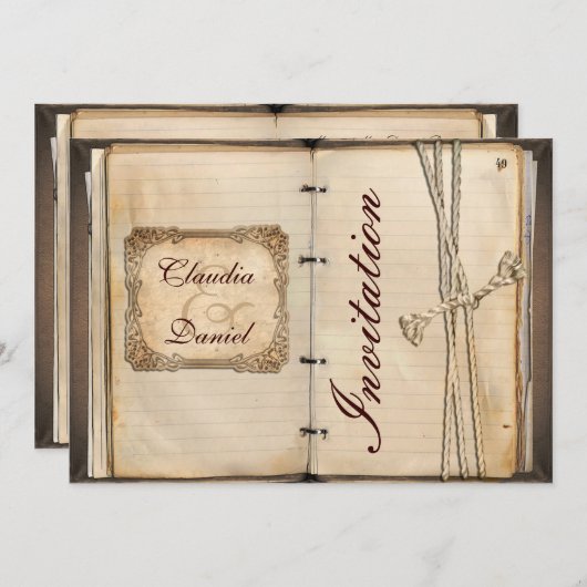 Cartes d'invitation de mariage vintage (Devant / Derrière)