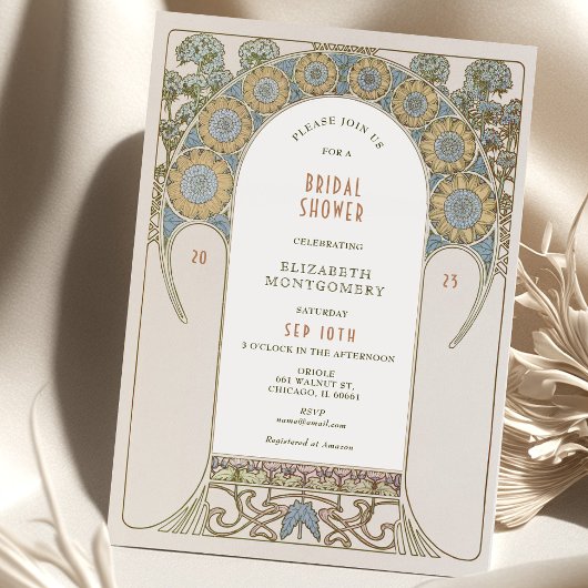 Cartes d'invitation de mariage vintage Art Nouveau