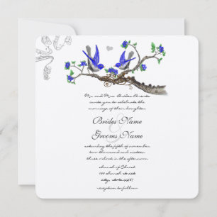 Cartes d'invitation de mariage vintage bleu royal