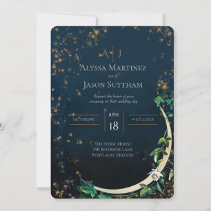 Cartes d'invitation de mariage Vintage Lune et Éto