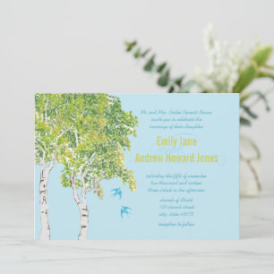 Cartes d'invitation de mariage vintage oiseaux d'a
