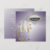 Cartes d'invitation de mariage violet pour verres (Devant / Derrière)