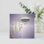 Cartes d'invitation de mariage violet pour verres (Debout devant)