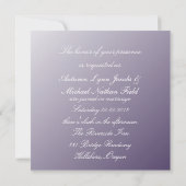 Cartes d'invitation de mariage violet pour verres (Dos)