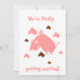 Cartes d'invitation de mariages de cochons volants