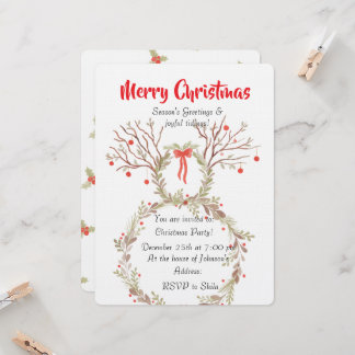 Cartes d'invitation de Noël à l'aquarelle élégante