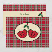 Cartes d'invitation de Noël aux oiseaux mignons (Devant / Derrière)