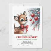 Cartes d'invitation de Noël bébé cerf forêt enneig (Devant)