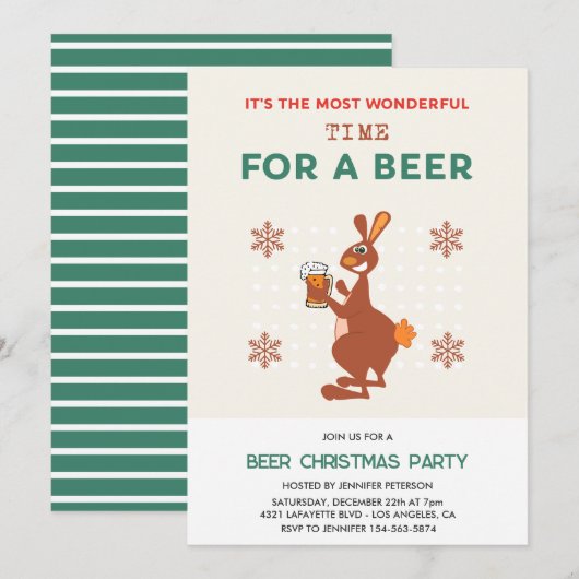 Cartes d'invitation de Noël drôles avec Bière (Devant / Derrière)