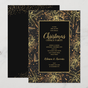 Cartes d'invitation de Noël florales aux poinsetti