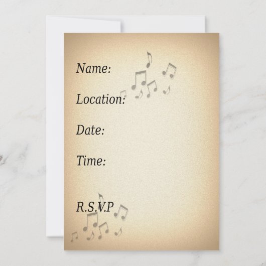 Cartes d'invitation de piano à queue (Dos)