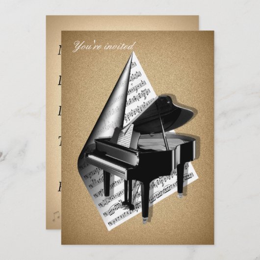 Cartes d'invitation de piano à queue (Devant / Derrière)