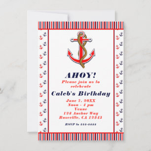 Cartes d'invitation de plage à l'ancre nautique ro