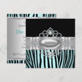 Cartes d'invitation de Quinceanera bleu sarcelle z (Devant / Derrière)