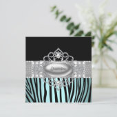 Cartes d'invitation de Quinceanera bleu sarcelle z (Debout devant)