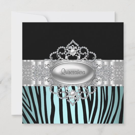 Cartes d'invitation de Quinceanera bleu sarcelle z (Devant)