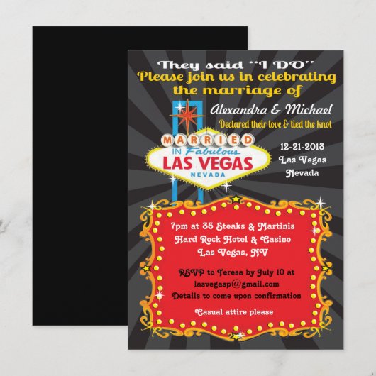 Cartes d'invitation de réception de mariage après (Devant / Derrière)