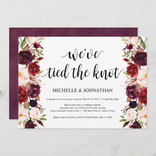 Cartes d'invitation de réception de mariage champê (Devant / Derrière)