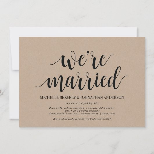 Cartes d'invitation de réception de mariage en fui (Devant)