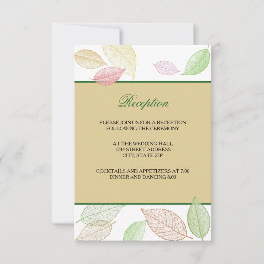Cartes d'invitation de réception - Feuilles d'auto (Devant)