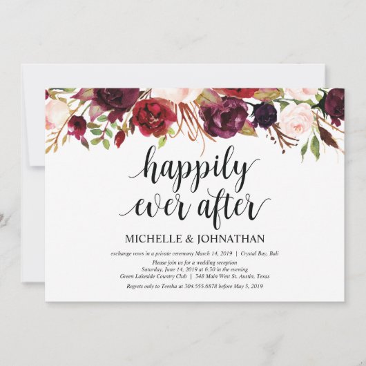 Cartes d'invitation de réception pour un mariage i (Devant)