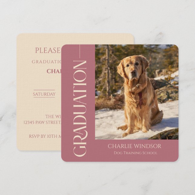 Cartes d'invitation de remise de diplôme de chien  (Devant / Derrière)