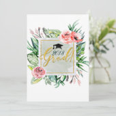 Cartes d'invitation de remise de diplôme florales  (Debout devant)