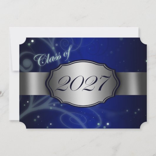 Cartes d'invitation de remise des diplômes Bleu et (Devant)