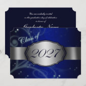 Cartes d'invitation de remise des diplômes Bleu et (Devant / Derrière)