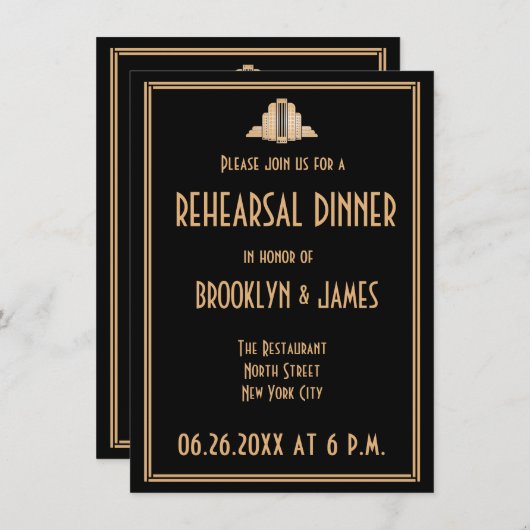 Cartes d'invitation de répétition de mariage Art D (Devant / Derrière)