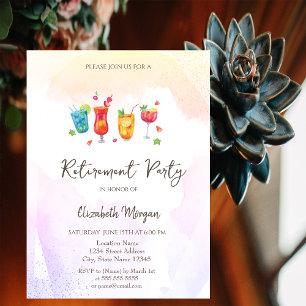 Cartes d'invitation de retraite avec cocktails aux