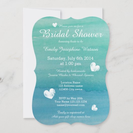 Cartes d'invitation de shower de mariage thème pla (Devant)