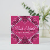 Cartes d'invitation de soirée d'anniversaire rose (Debout devant)