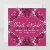 Cartes d'invitation de soirée d'anniversaire rose (Devant)