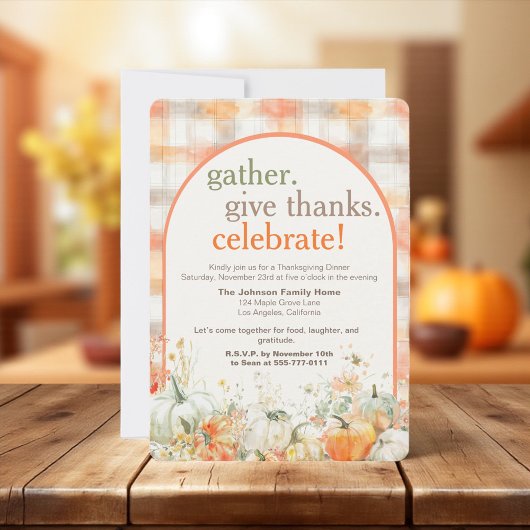 Cartes d'invitation de Thanksgiving pour rassemble