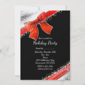 Cartes d'invitation de vacances chic noir avec nœu (Devant)