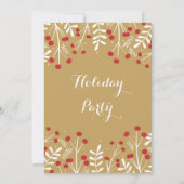 Cartes d'invitation de vacances dorées avec feuill (Dos)