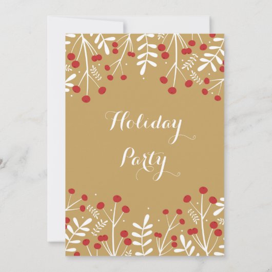 Cartes d'invitation de vacances en or avec feuille (Dos)