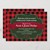 Cartes d'invitation de vacances rustiques à carrea (Devant / Derrière)