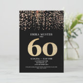 Cartes d'invitation design or noir 60 ans (Debout devant)