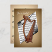 Cartes d'invitation d'harpe (Devant / Derrière)