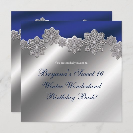 Cartes d'invitation d'hiver Flocon de neige crista (Devant / Derrière)