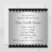 Cartes d'invitation Diamants Perles Noires pour Qu (Dos)