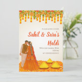 Cartes d'invitation Digital Haldi et invitations p (Debout devant)