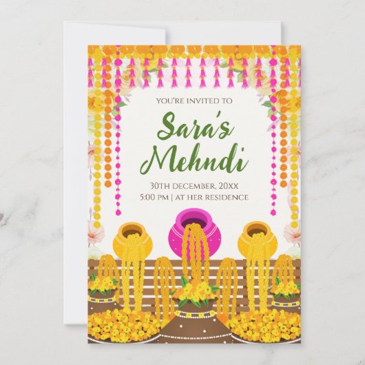Cartes d'invitation Digital Henna Party & invitati (Devant)