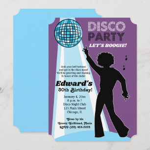Cartes d'invitation disco pour anniversaire d'adul