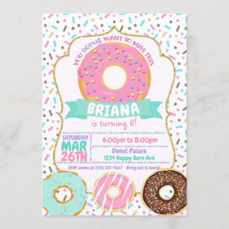Cartes d'invitation Donut, invitations Donut Rose