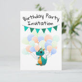 Cartes d'invitation dragon anniversaire d'enfant (Debout devant)