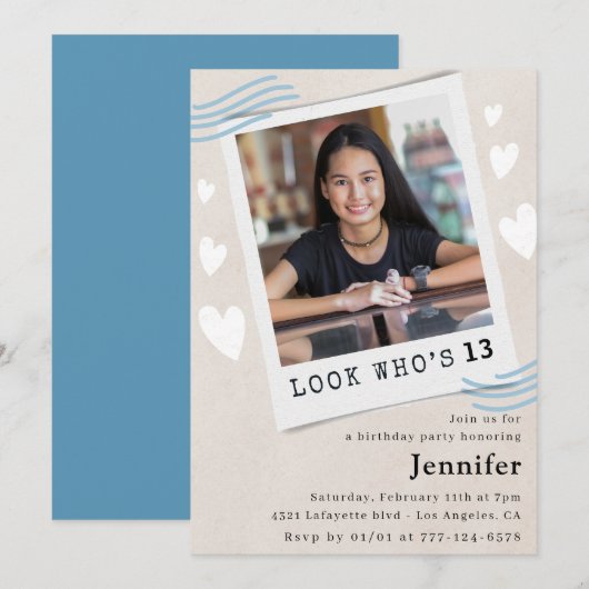 Cartes d'invitation drôle pour 13 ans (Devant / Derrière)